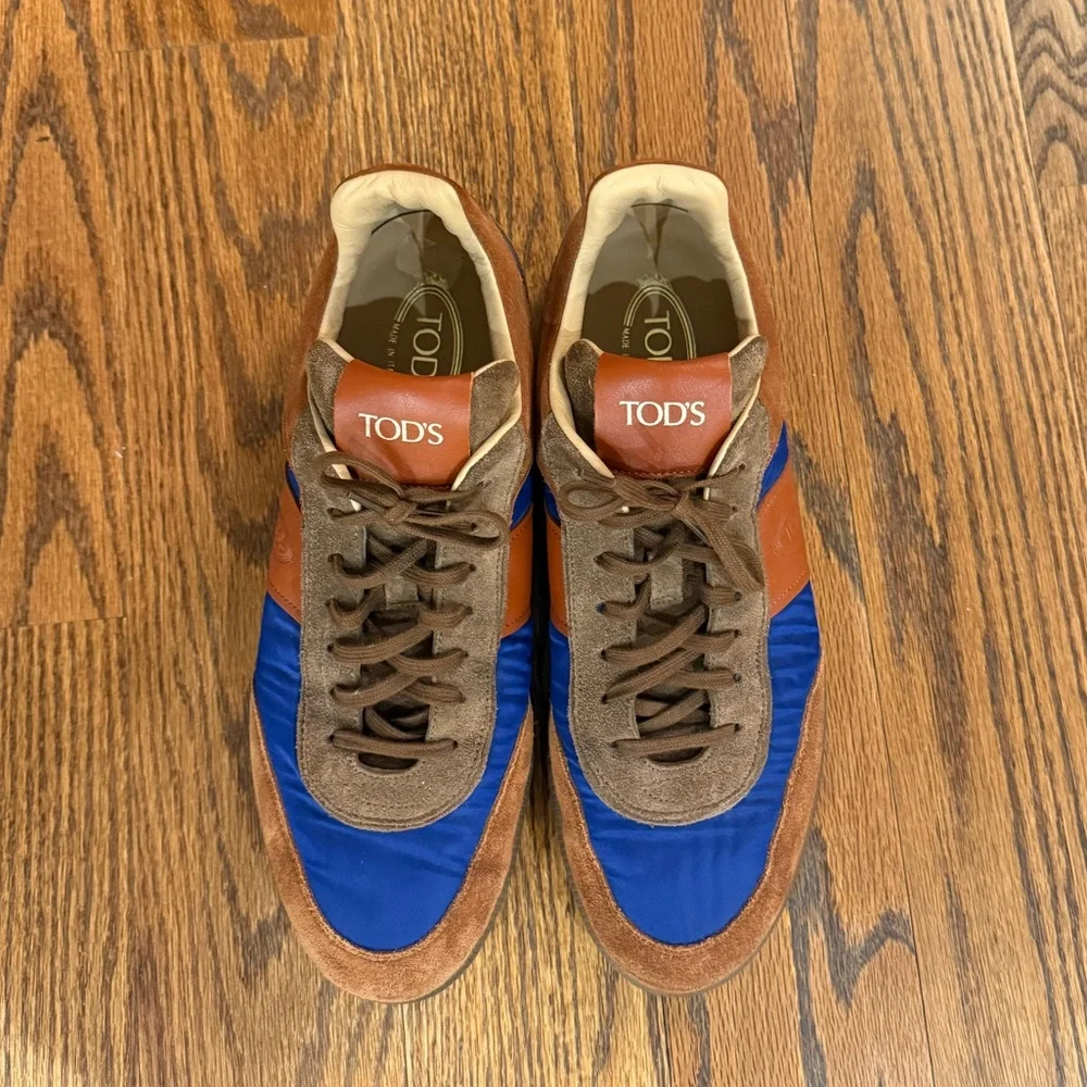 Men’s Tod’s Leather, Suede, and Shell Sneakers in Bright Blue